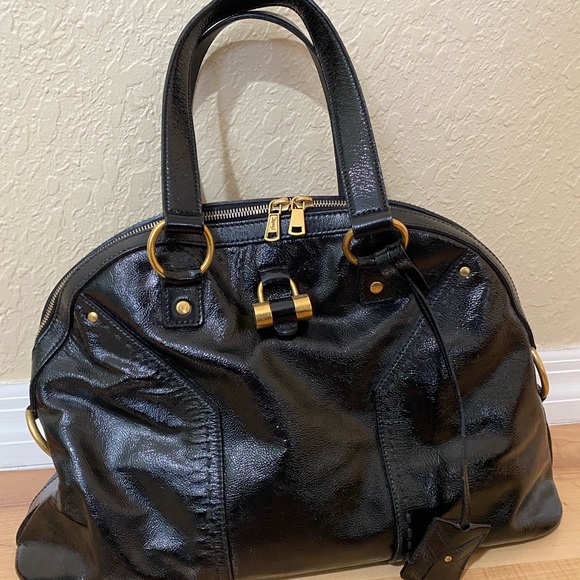 YSL LARGE PATENT LEATHER MUSE BAG EUC 11x16x6 - Picture 9 of 16